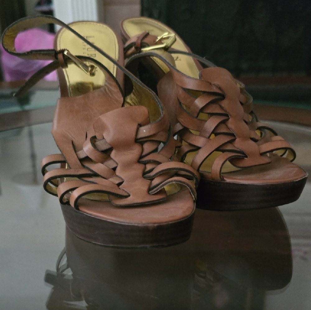 Ralph Lauren Brown Platform Shoes with Chunky Sole